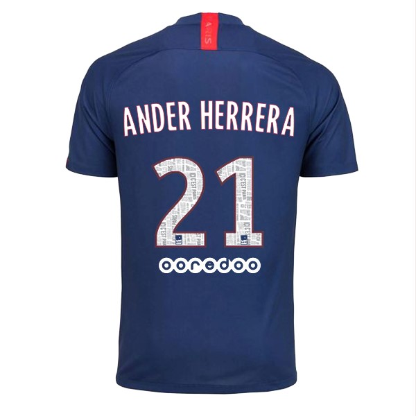 Camiseta Paris Saint Germain NO.21 Ander Herrera Primera equipo 2019-20 Azul